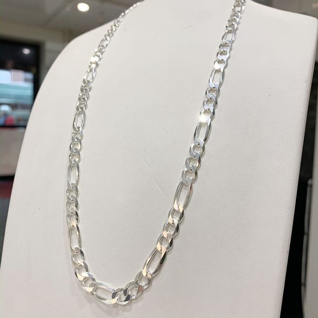 925 Sterling Silber Figaro Kette 6,8 mm breit 55 cm lang