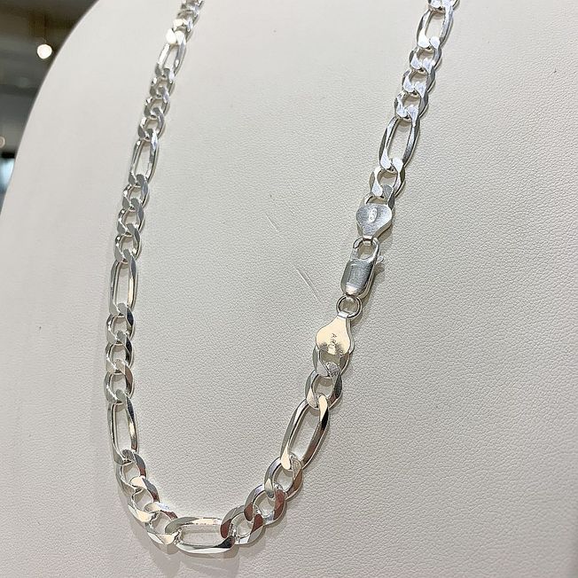 925 Sterling Silber Figaro Kette 6,8 mm breit 55 cm lang