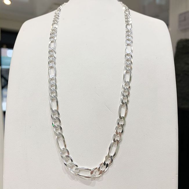 925 Sterling Silber Figaro Kette 6,8 mm breit 55 cm lang